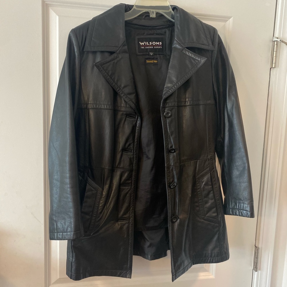 WILSONS LEATHER WOMENS BLAZER JACKET SIZE M BLACK TRUE LEATHER